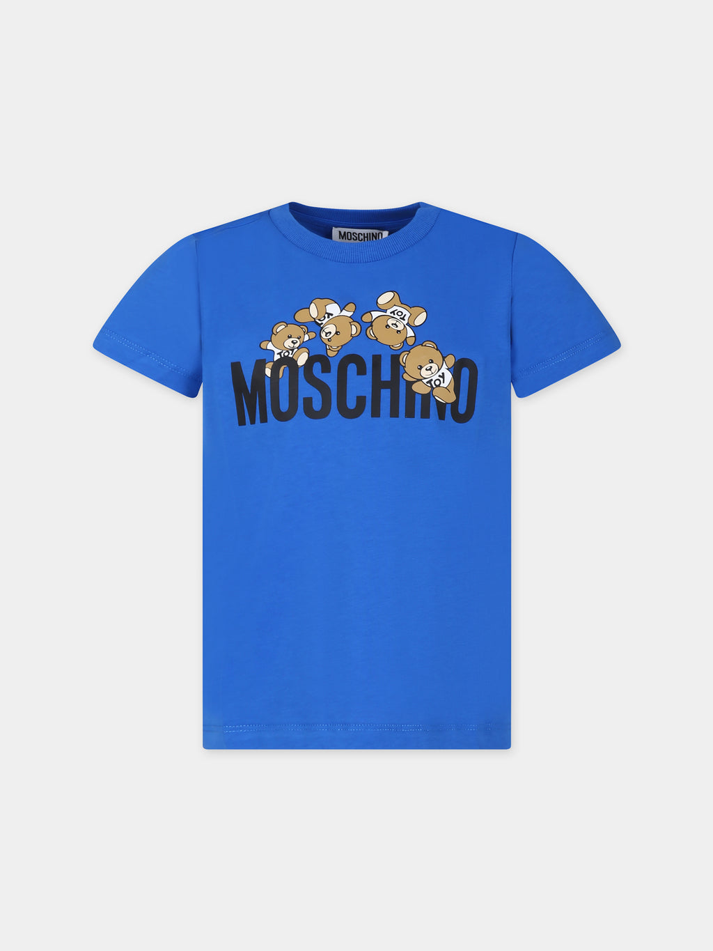 Blue t-shirt for kids with Teddy Bears and logo